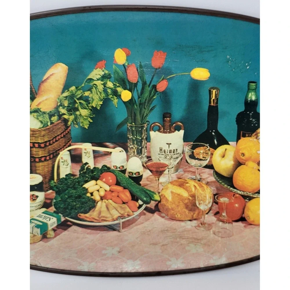 VTG MCM Fiberglass Serving Tray Whimsical Picnic Kitschy Salem Cigarettes
